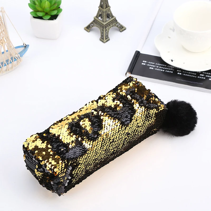 

WENYUJH Fashion Cosmetic Bags Double Color Sequins Handbag Zipper Cosmetic Bag Glitter Makeup Pouch Women Girl's Pencil Bags