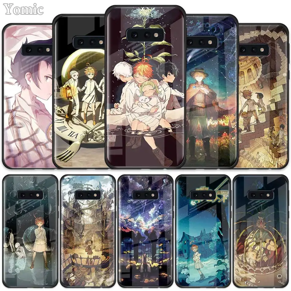 

Anime The Promised Neverland Tempered Glass Case for Samsung Galaxy S10 S10e S9 S8 S10 Plus Note 9 A50 A30 Phone Cover Coque