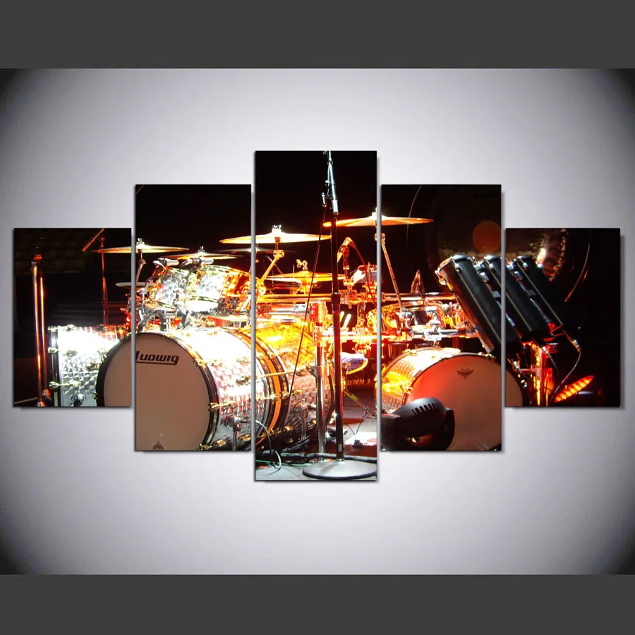 5 panel HD Drum kit printed painting canvas home decor wall art picture