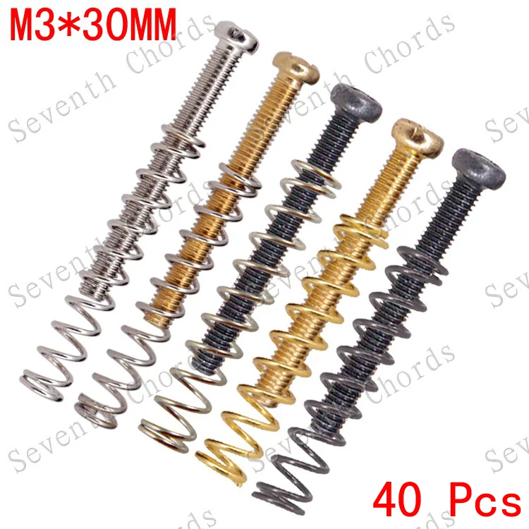 

40 Pcs/Lot Electric Guitar Humbucker Pickup Adjust Height Screw and Springs - Guitar Parts M3*30mm