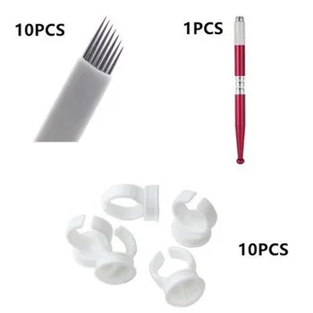 Microblading Accessories Permanent Makeup Eyebrow Tattoo Needle Pen  7pins Needles And Ink Cup Kit