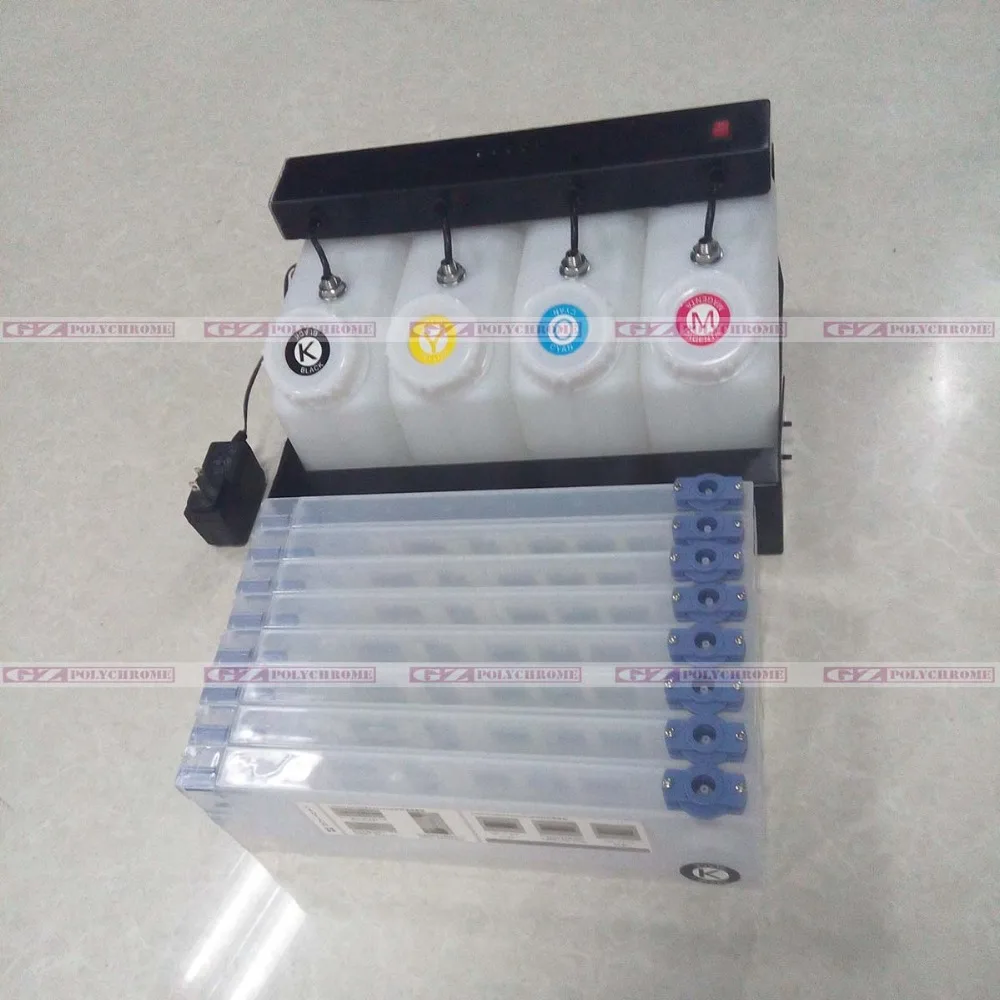 

Printer Continuous Ink Supply System CISS 4 Bulk Ink Tank and 8 Ink Cartridge Abssembly System for Roland Mimaki Mutoh Inkjet