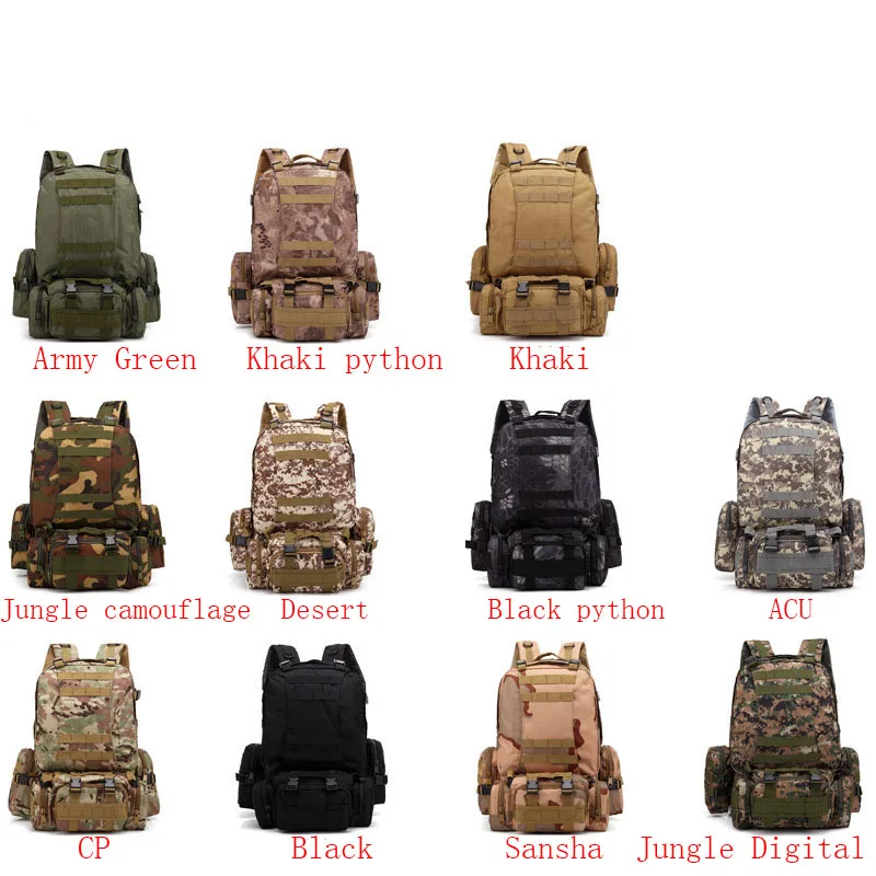 55L Military Tactical Backpack Assault Pack Outdoor Camping Hiking Travel Bag Cycling Climbing Rucksack Kitbag (2)