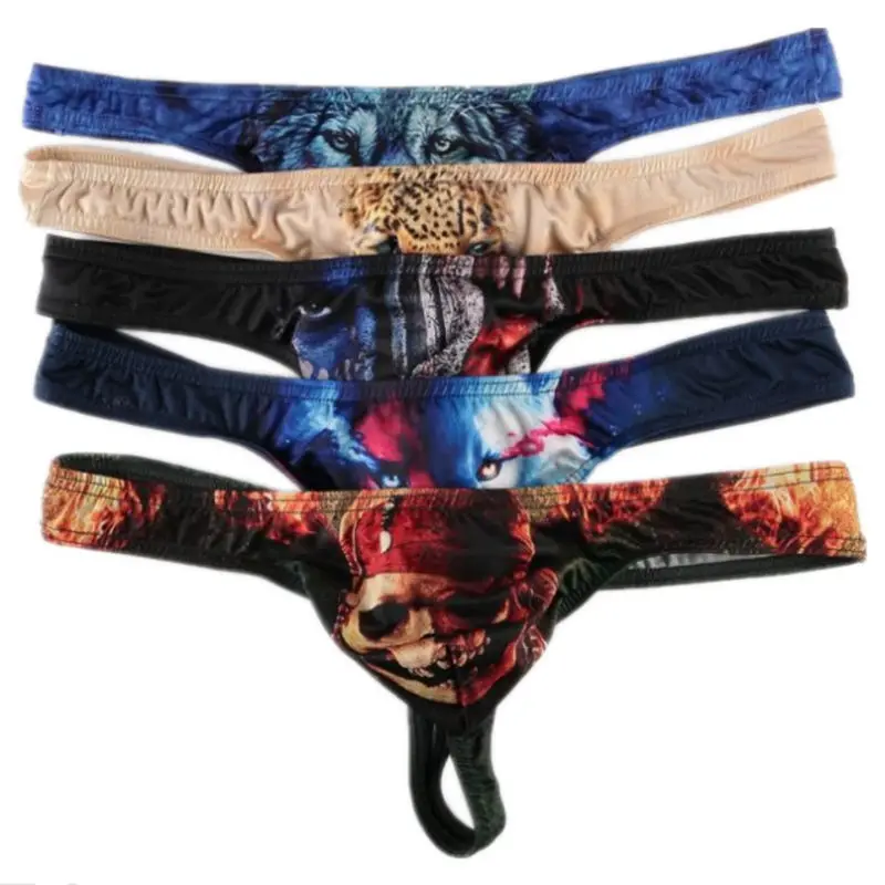 

5Pcs/Pack Men's G-string Underwear Sexy Bulge Pouch Jockstrap Tanga Thongs Sexy Mens Bikini Mini String Underpants Wholesale New
