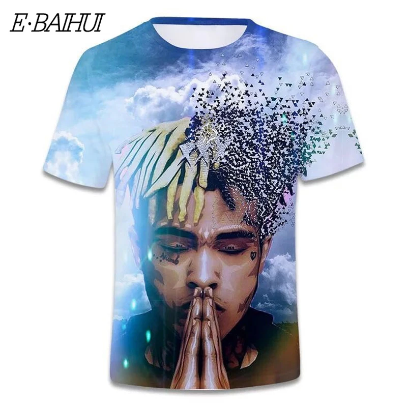 E-BAIHUI xxxtentacion Print 3D T Shirt Men Summer Fashion Hip Hop rap revenge T-Shirt Male fitness Tshirts Mens Clothing FT01
