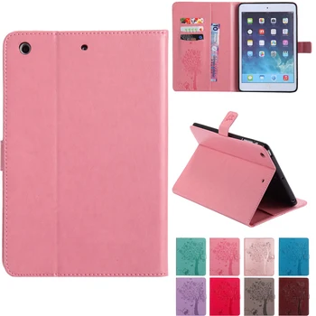 

For Funda iPad Mini 1/2/3 Case Cover Cat Tree Embossed PU Leather Wallet Stand Case with Auto Wake/Sleep Smart Cover Skin Shell