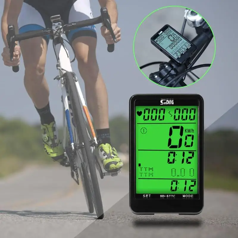 

SUNDING SD-577C Wireless Bicycle Computer Bike Odometer Heart Rate Monitor Cycling Bicycle Computer Cycling Odometer Speedometer