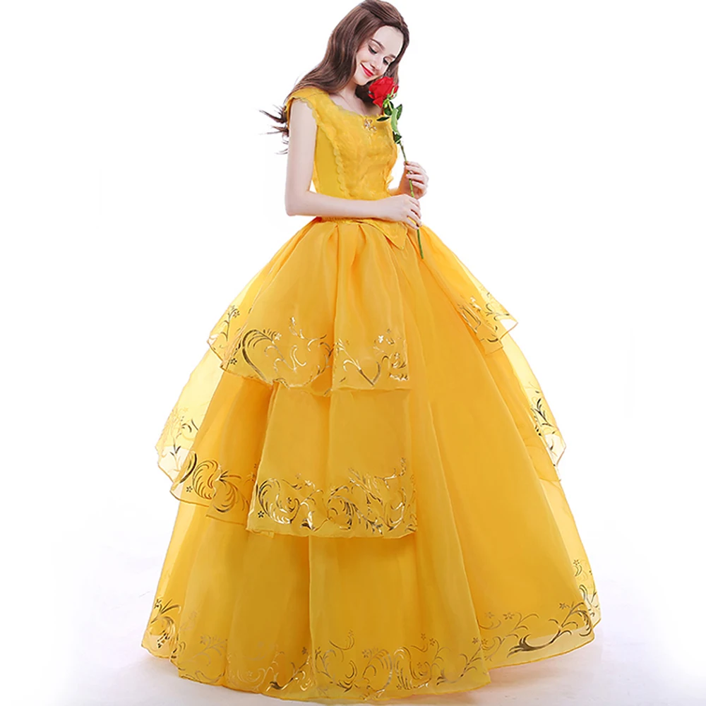 Vestido Amarillo Disfraz Bestia Mujer Vestidos Elegantes Vestidos