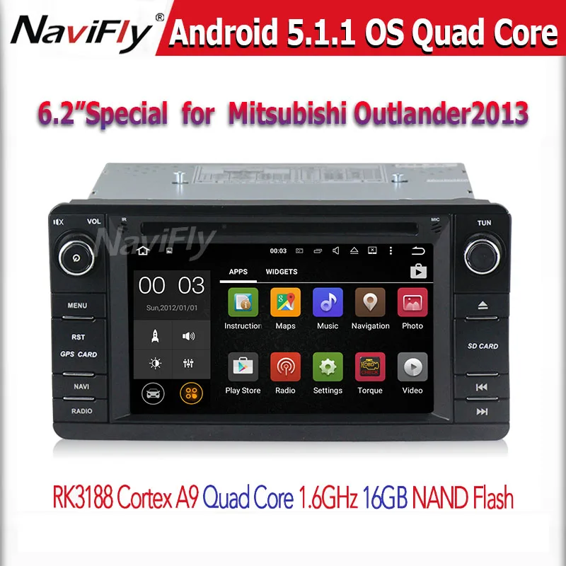 Android 5 1 1 Quad Core 1 6Ghz CPU Car GPS navigation Player For Mitsubishi Outlander
