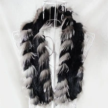 Женские модные шарфы из меха кролика рекс с мехом серебристой лисы, женские зимние теплые шарфы