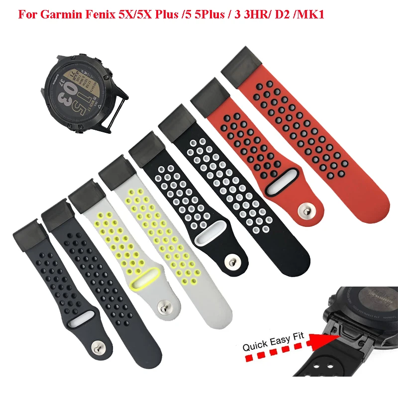 

JKER 22 26mm Silicone Watch Band Easy Quick Fit Strap for Garmin Fenix 5X 5X Plus Fenix 3 3HR Descent MK1 Fenix 5 5 Plus Strap