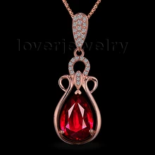 Новые поступления Груша 8x12 мм 14 к розовое золото натуральный алмаз Рубин кулон WP010