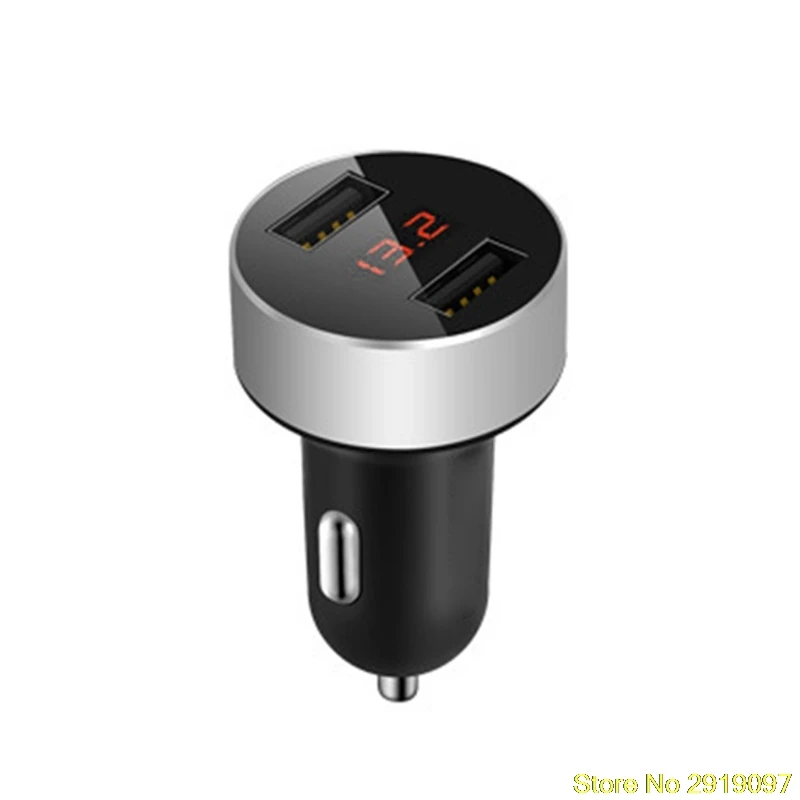 Новое универсальное USB Автомобильное зарядное устройство двойной USB порт адаптер зарядное устройство светодиодный дисплей Вольтметр ток для планшета мобильного телефона - Название цвета: 4N02013-S