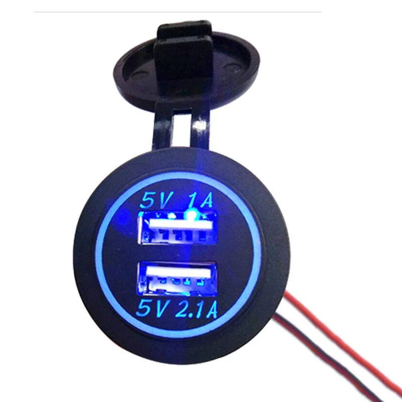 

New DC12V/24V 2.1A/1A Universal Car Charger USB Vehicle Waterproof Dual USB Charger 2 Port Power Socket New