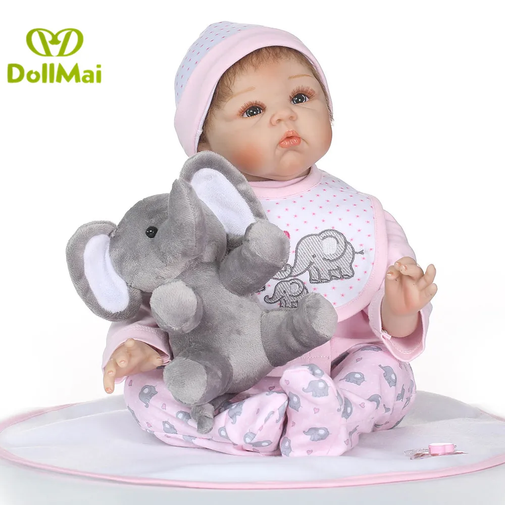 

Adorable baby dolls reborn 22"55cm silicone reborn baby dolls with epelant plush real baby alive newborn bebe bonecas kids gift