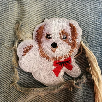 

1 PIC 6.7*6.4CM computer embroidery chapter DOG embroidered cloth emblem badge clothes decoration patch adhesive tape ironing