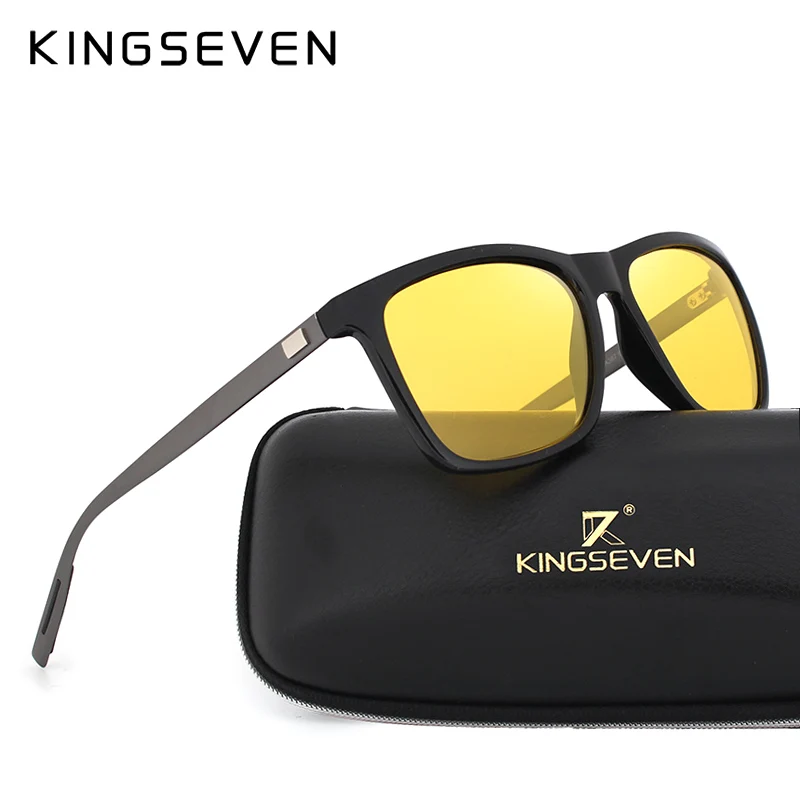 Мужские солнцезащ. Очки ночного видения KINGSEVEN черно-серые солнцезащитные очки с