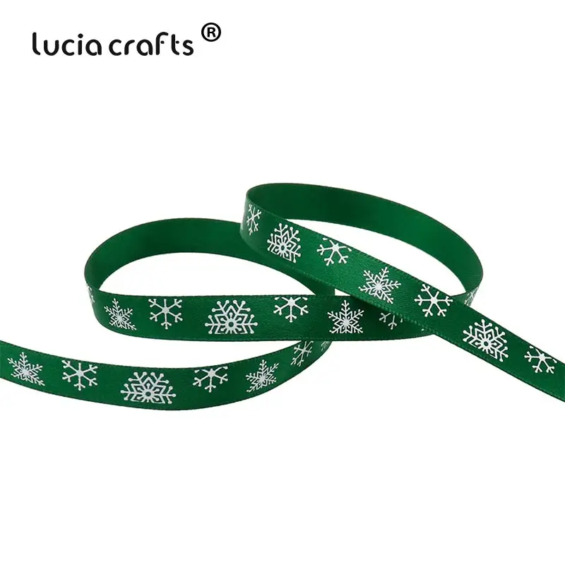 Lucia crafts 5 ярдов/12 ярдов 10 мм печатные рождественские корсажные/атласные ленты DIY рождественские вечерние упаковочные материалы T0502