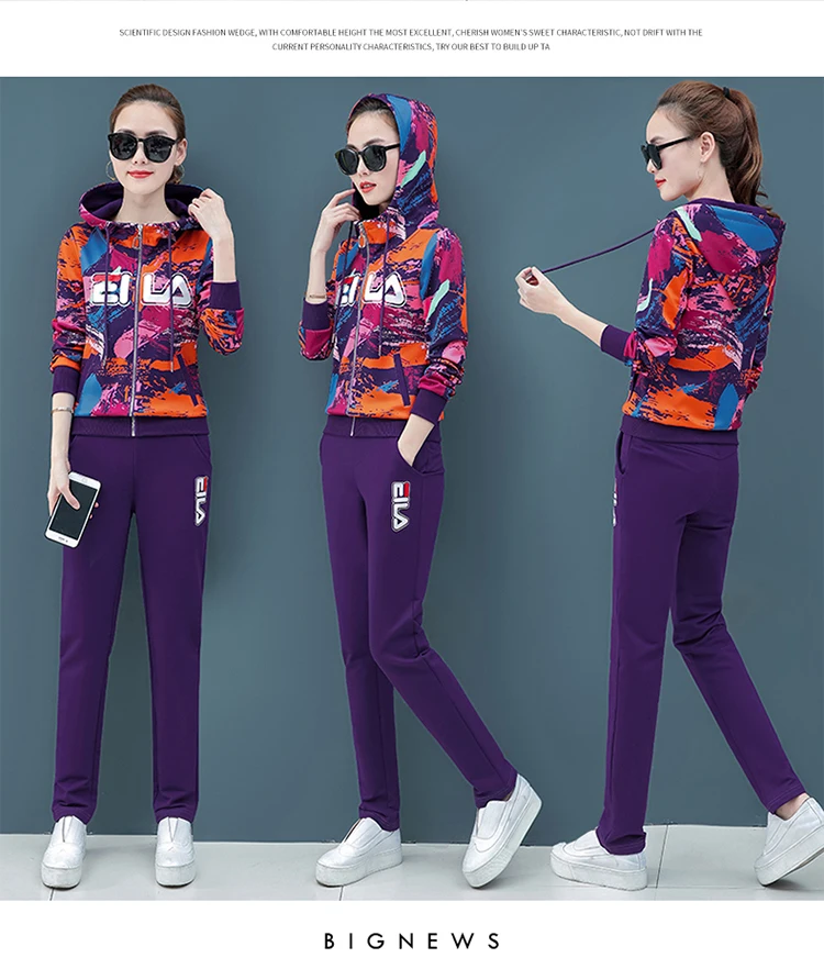 Весенние женские повседневные топы с капюшоном и принтом+ штаны ...