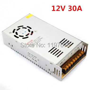 

LED Strip Power Supply Input 90-240V output 12V 30A Switching Power Supply Transformer Driver Adapter 2pcs/lot free shipping
