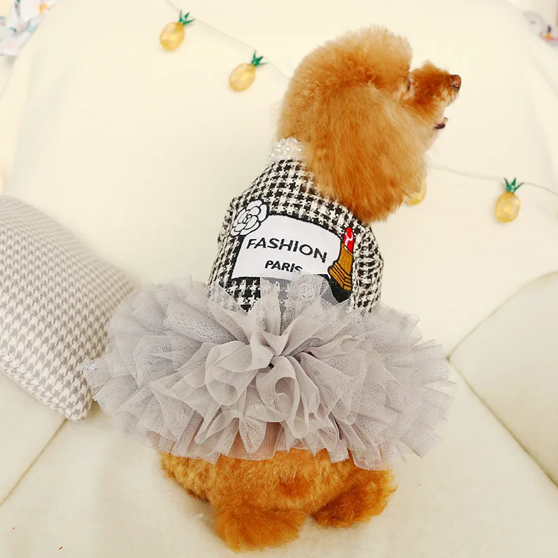 Модное платье принцессы для маленькой собаки, осенняя юбка с кошкой, фатиновые платья для щенков, чихуахуа, XS, s, m, l, xl