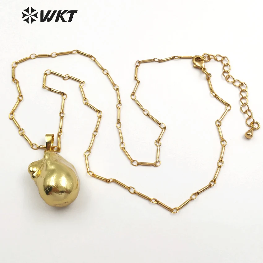 WT-JN059 WKT эксклюзивное ожерелье из жемчуга в стиле барокко с полностью позолоченным кулоном в форме капли, случайный размер, Новое поступление