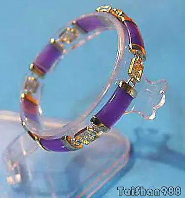 

Purple Jade 18KGP Fortune Longevity Happiness Luck Link Clasp Bracelet AAA style Fine jewe Noble 100% Natural jade 5.26