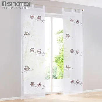 

ISINOTEX Sheer Curtains for Window Cute Owl Embroidered Tulle Screens Fabrics Windows Panels Curtains For Living Room