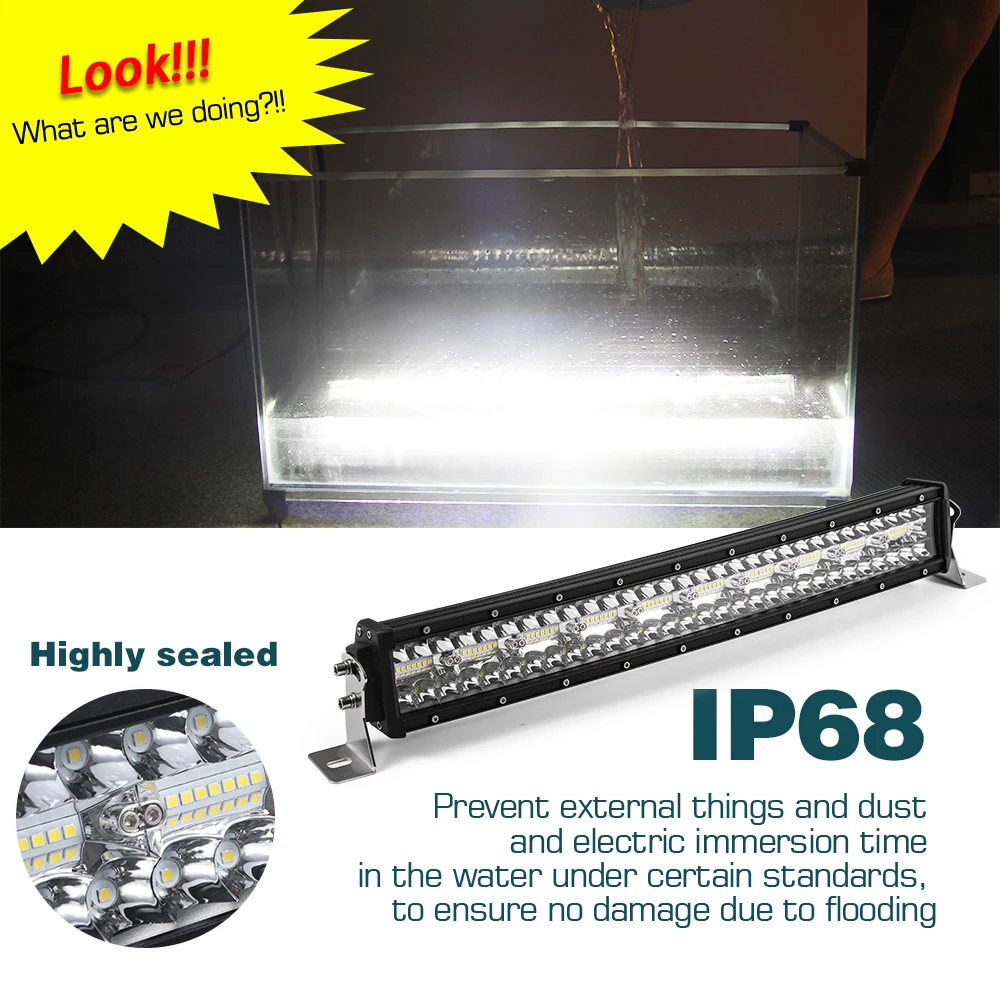 Barra de Iluminação para Condução de Carro Led para Offroad Light 32 42 50 52 Polegadas Led Barra 12v 24v Spot Inundação Feixe 4x4 Caminhões Lada Suv co 12d 3-fileira 22 11 50 52 polegadas led barra 12v 24v