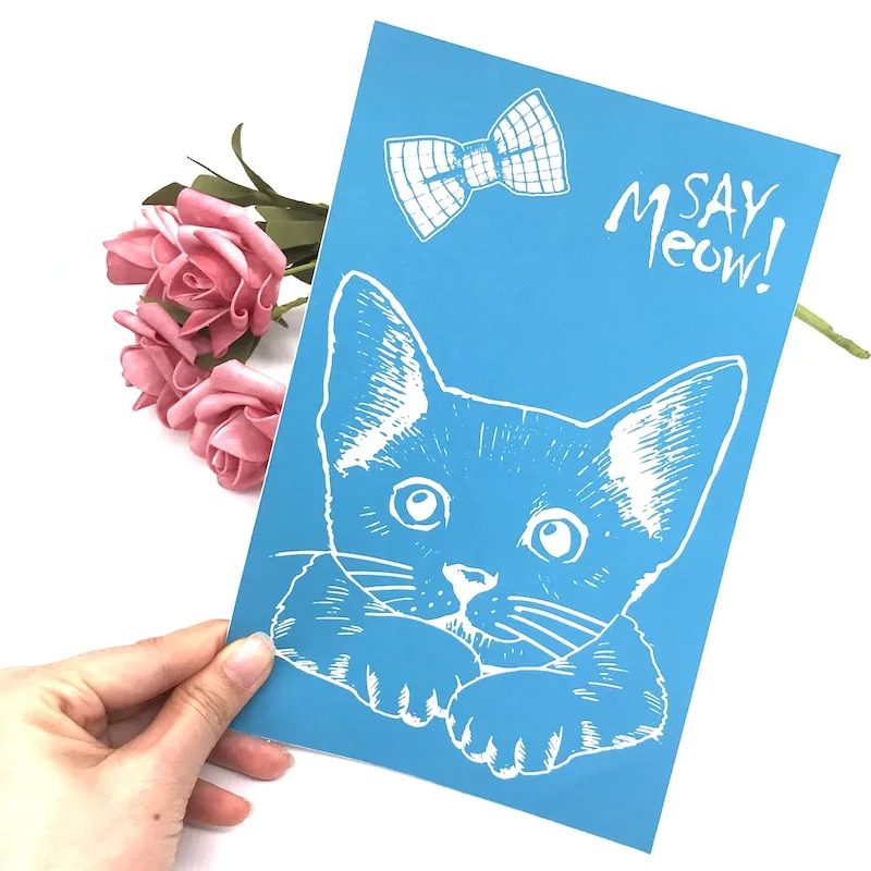 

YPP CRAFT Cat Self-Adhesive Silk Screen Printing Mesh Transfers for DIY T-shirt Pillow Fabric Painting Paper Home Decoration