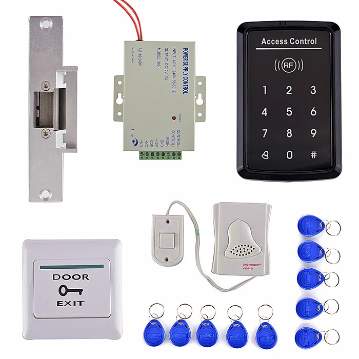 

Door Switch Button +DoorBell + RFID EM Card Access Control Security System Kit For Home Use