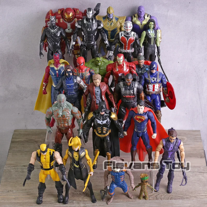 Marvel DC Comics Super Heroes Thanos Iron Man Captain America Black Panther Superman Wolverine PVC