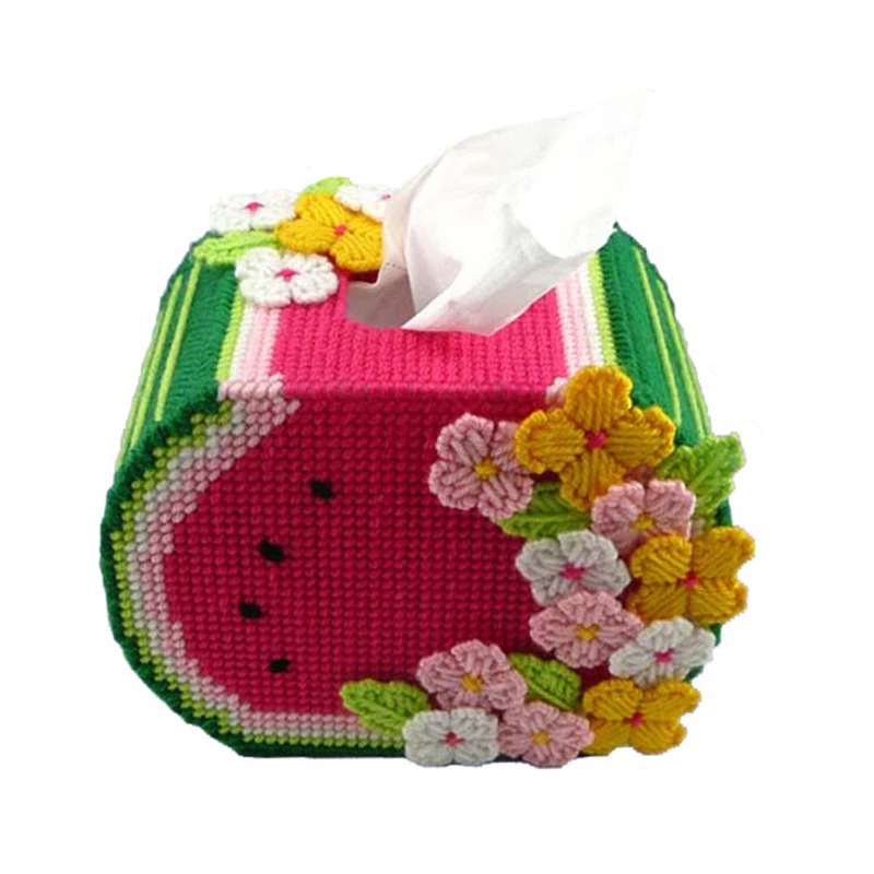 

Fashion DIY Handmade Needlework Embroidery Cross Stitch Kits Precise Printed Watermelon Tissue Box Home Decoration Hobby Costura