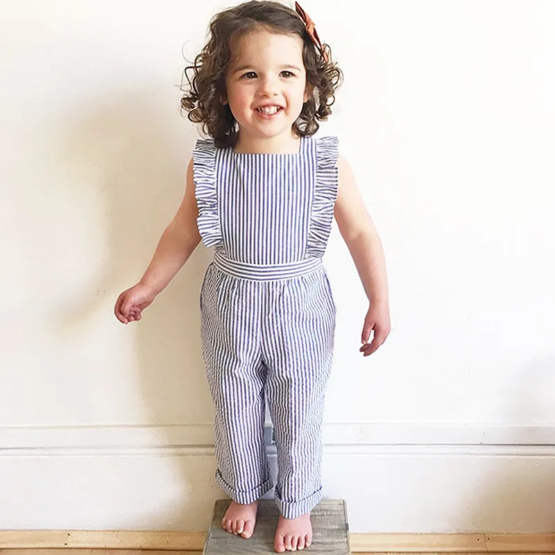 

Summer Baby Girls Rompers Striped Ruffles Newborm Romper Toddler Jumpsuits Baby Clothes