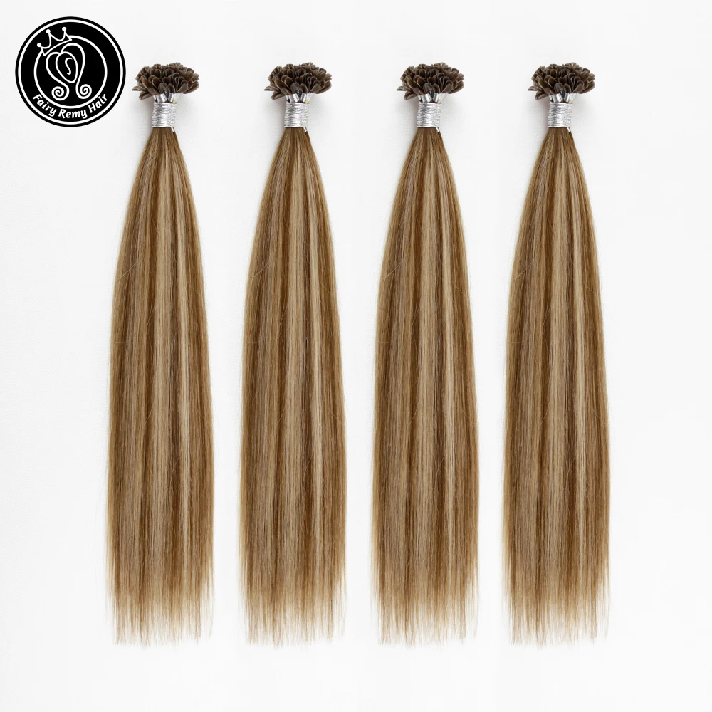 

Fairy Remy Hair Pre Bonded Hair U Tip Extensions Balayage Colored Extensions 0.8g/s 40g Remy Human Fusion U Tip Hair Extensions