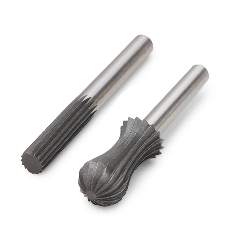 Günstige YEODA 6 teile satz Lager Stahl Grat Fräser 6mm Schaft Dremel Rotary Werkzeuge Elektrische Schleifen Metall Graver Werkzeug Zubehör