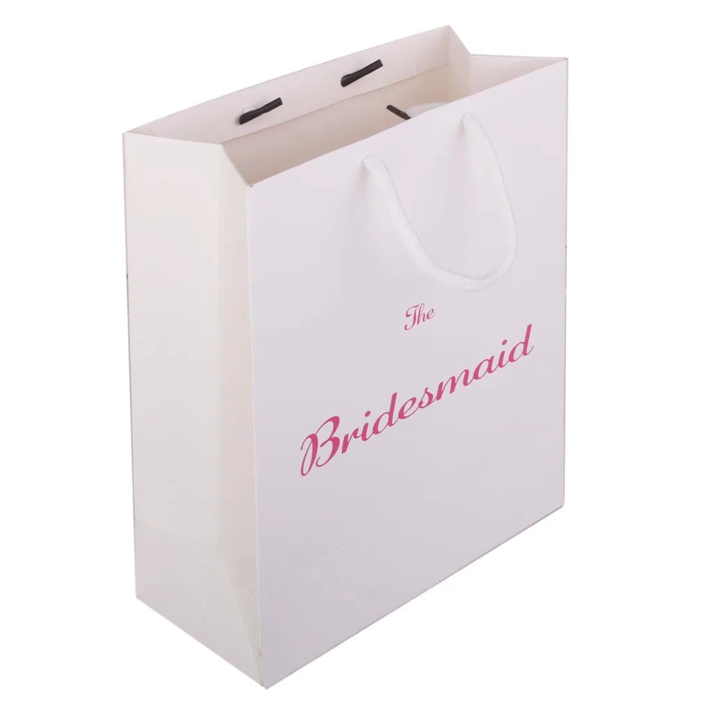 MagiDeal 3pcs Large The Bridesmaid Printed Wedding Party Paper Gift Favour Bag with Handle White