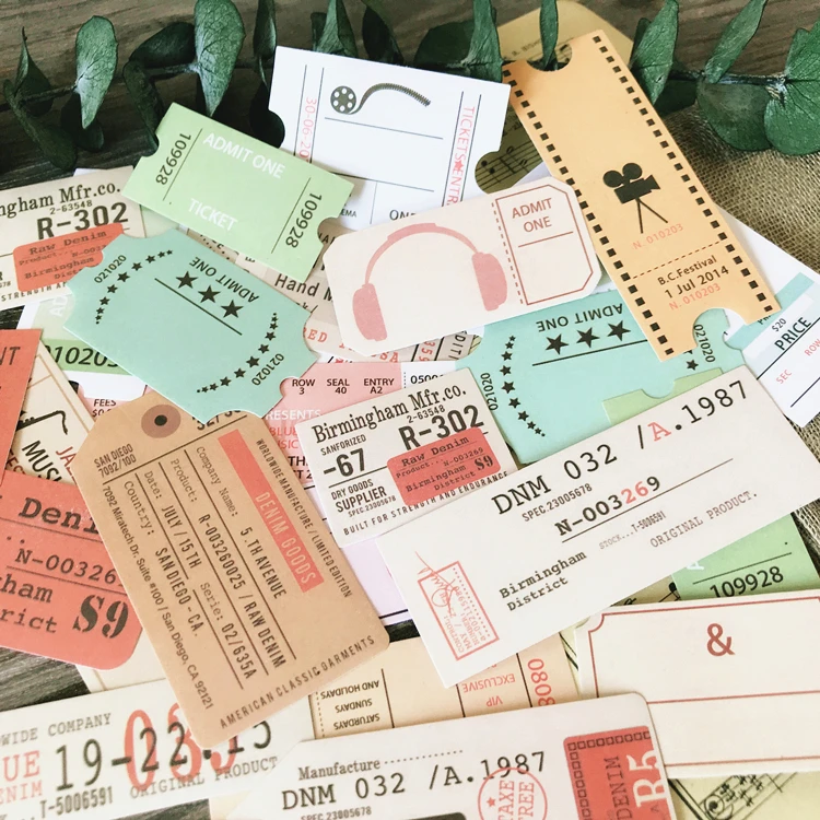 

ZFPARTY 27pcs Vintage Ticket Paper Stickers for Scrapbooking Happy Planner/Card Making/Journaling Project