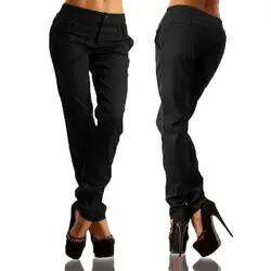 2018 Новый Последняя Мода Повседневное тонкий Для женщин Высокая Талия пуговицы OL женские длинные брюки Повседневные обтягивающие леггинсы
