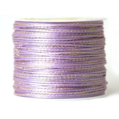 2 мм 26-Цвет атласный шнур с золотой нитью украшения в виде китайского узелка Бисероплетение: нейлон 100yds - Цвет: Lavender CX672