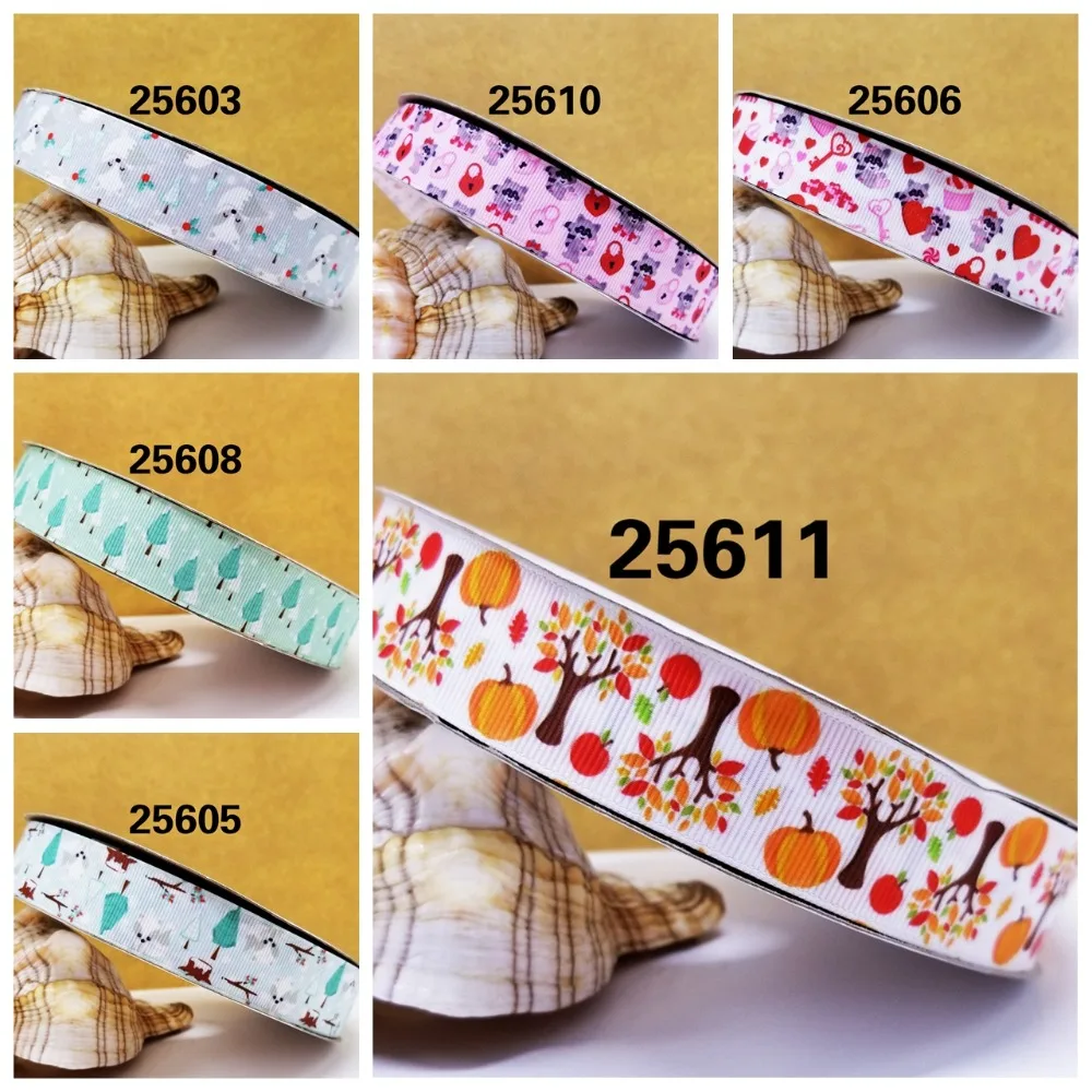 

Cartoon printed grosgrain ribbon ,satin ribbon 10 yards . 25603-