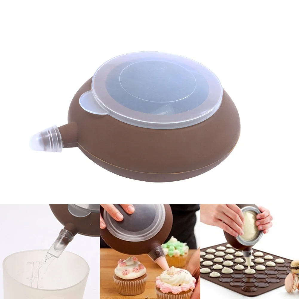 Big Size Bakery Decorating Tip Silicone Pot Cake Muffin Macaroon Piping Icing Baking DIY Tool with 4 Nozzles TB Sale