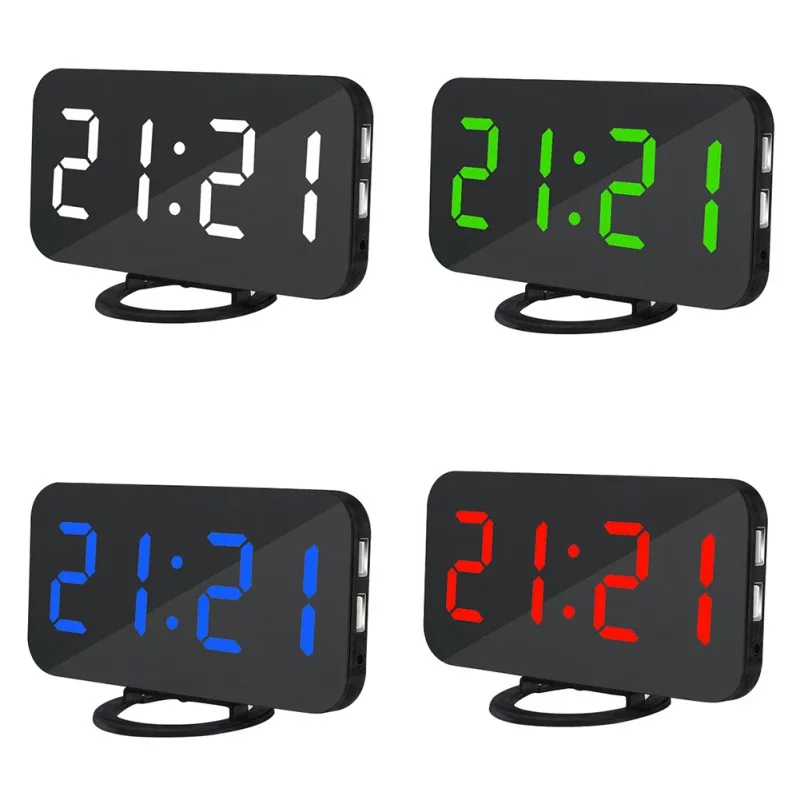 USB цифровой будильник для студента часы зеркало светодиодный процессор Повтор электронные детские часы-фонарик сенсор настольные часы