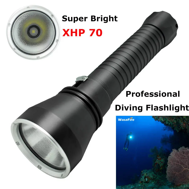 Супер яркий светодиодный фонарик XHP70 для подводного плавания 3500lm
