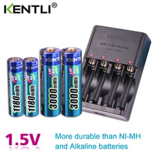 KENTLI 4 шт. 1,5 в aa aaa батареи литий-ионная литий-полимерная литиевая батарея+ 2 слота aa aaa литий-ионная умная зарядка