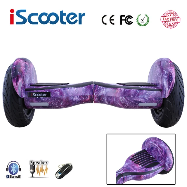 Новый iscooter hoverboard 10 дюймов 2 колеса geroskuter смарт самостоятельная балансировка мопедов с bluetooth динамики led электрический скейтборд