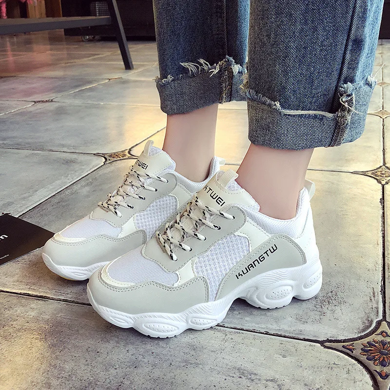 Женская Повседневная обувь из замши на платформе белые кроссовки Chaussure Femme осень