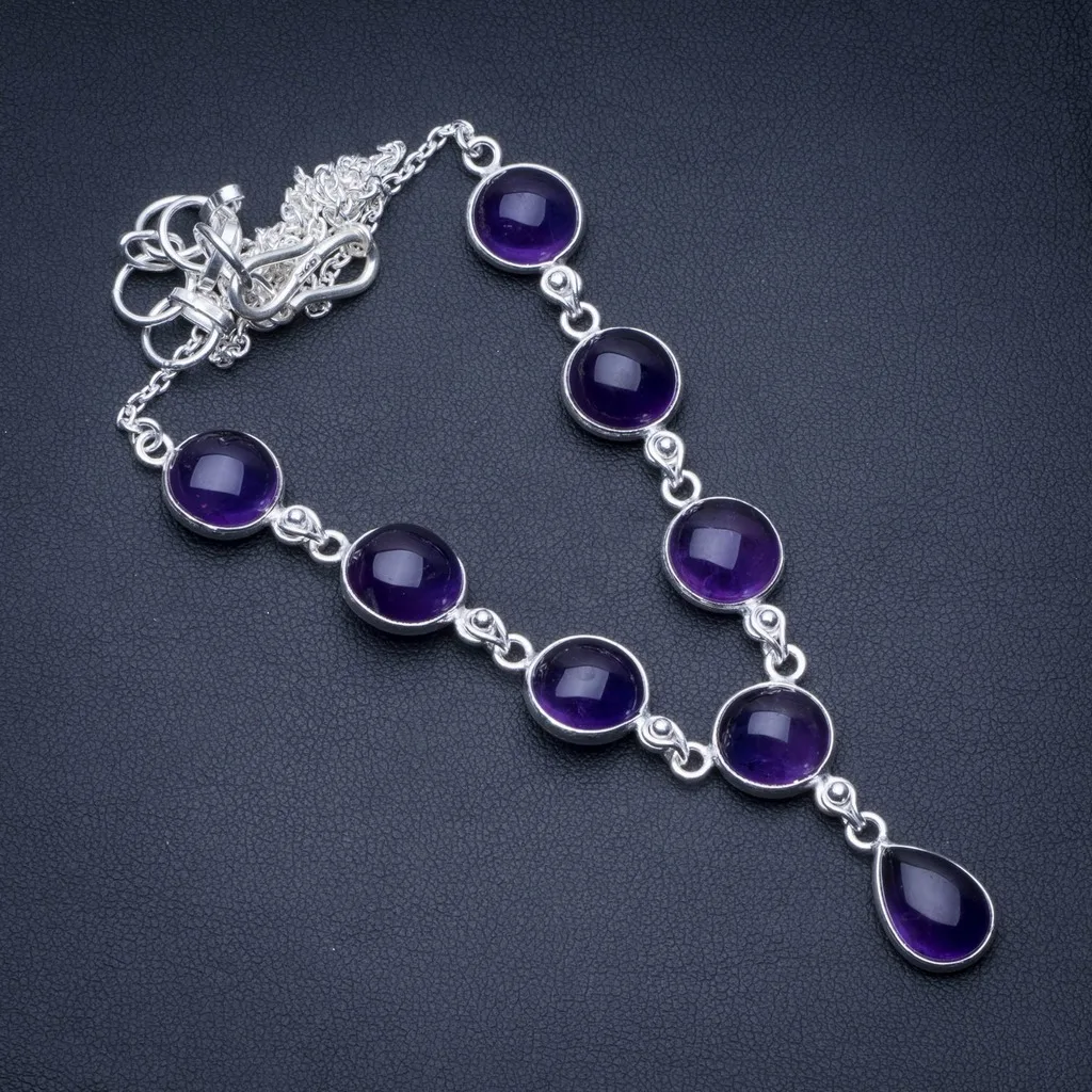 

Natural Amethyst 925 Sterling Silver Y-Shaped Necklace 18 1/2" R2761