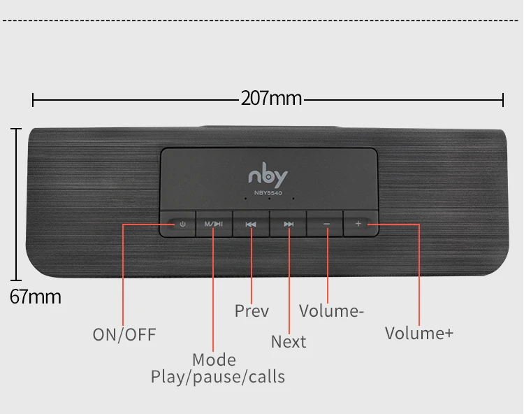 NBY 5540, беспроводной динамик, портативный Bluetooth динамик, стерео звук, 10 Вт, система, музыкальный сабвуфер, колонка, поддержка Tf карты, Fm, для телефона