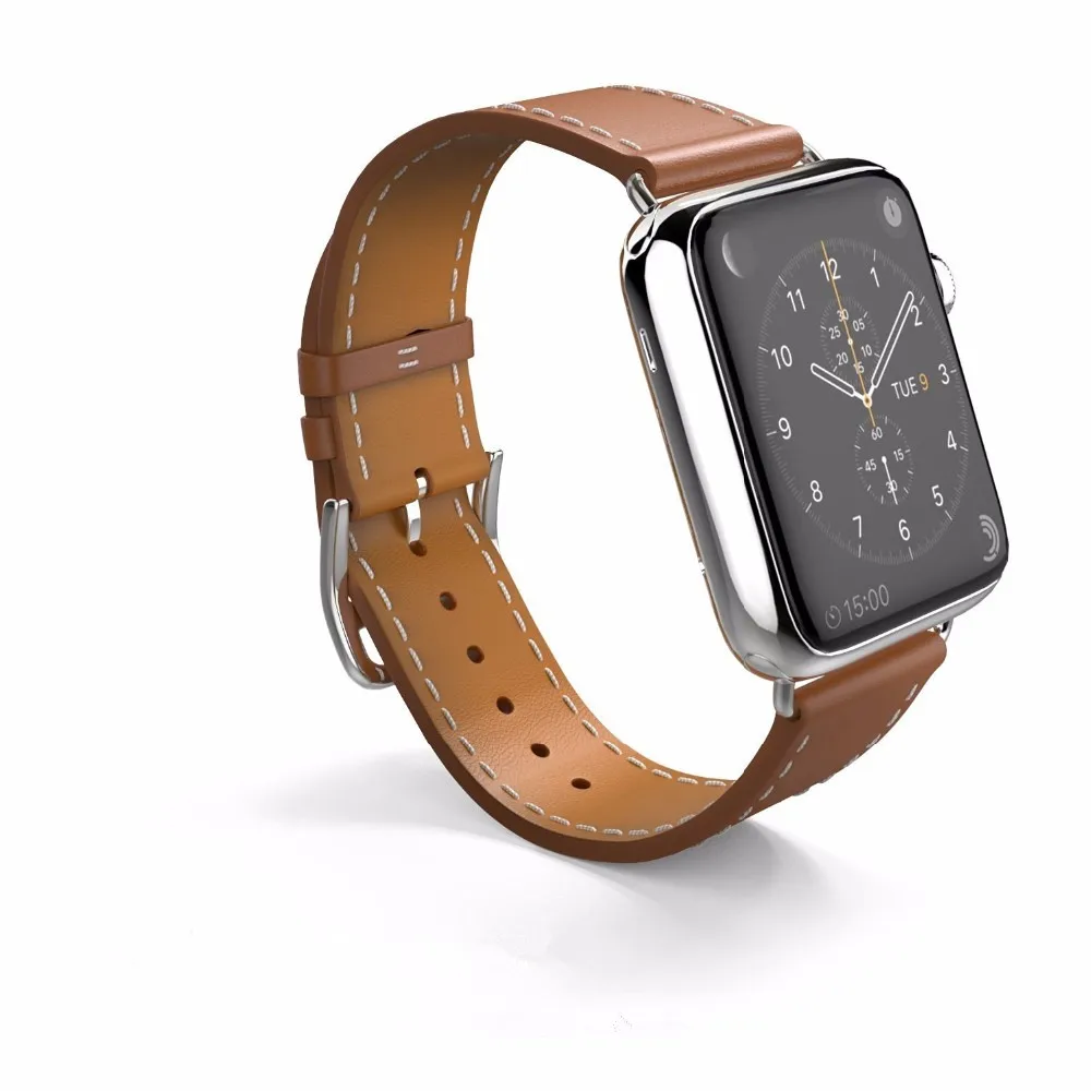Ремешок из натуральной кожи для iwatch apple watch браслет с классической металлической